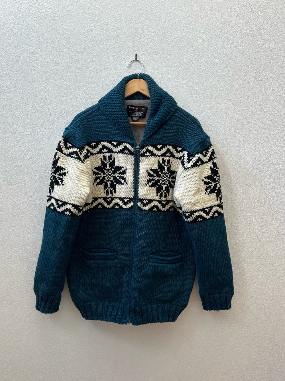 Lost Horizons zip up wool fleece lined zip up cardigan